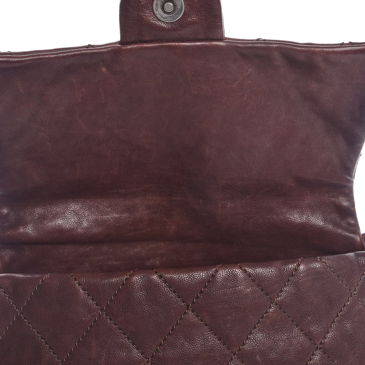 Calfskin Quilted Modern Chain Flap Brown