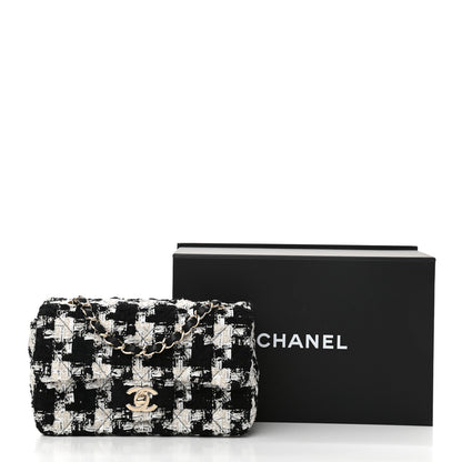 Chanel Tweed Quilted Mini Rectangular Flap Black Ecru White 11 of 11