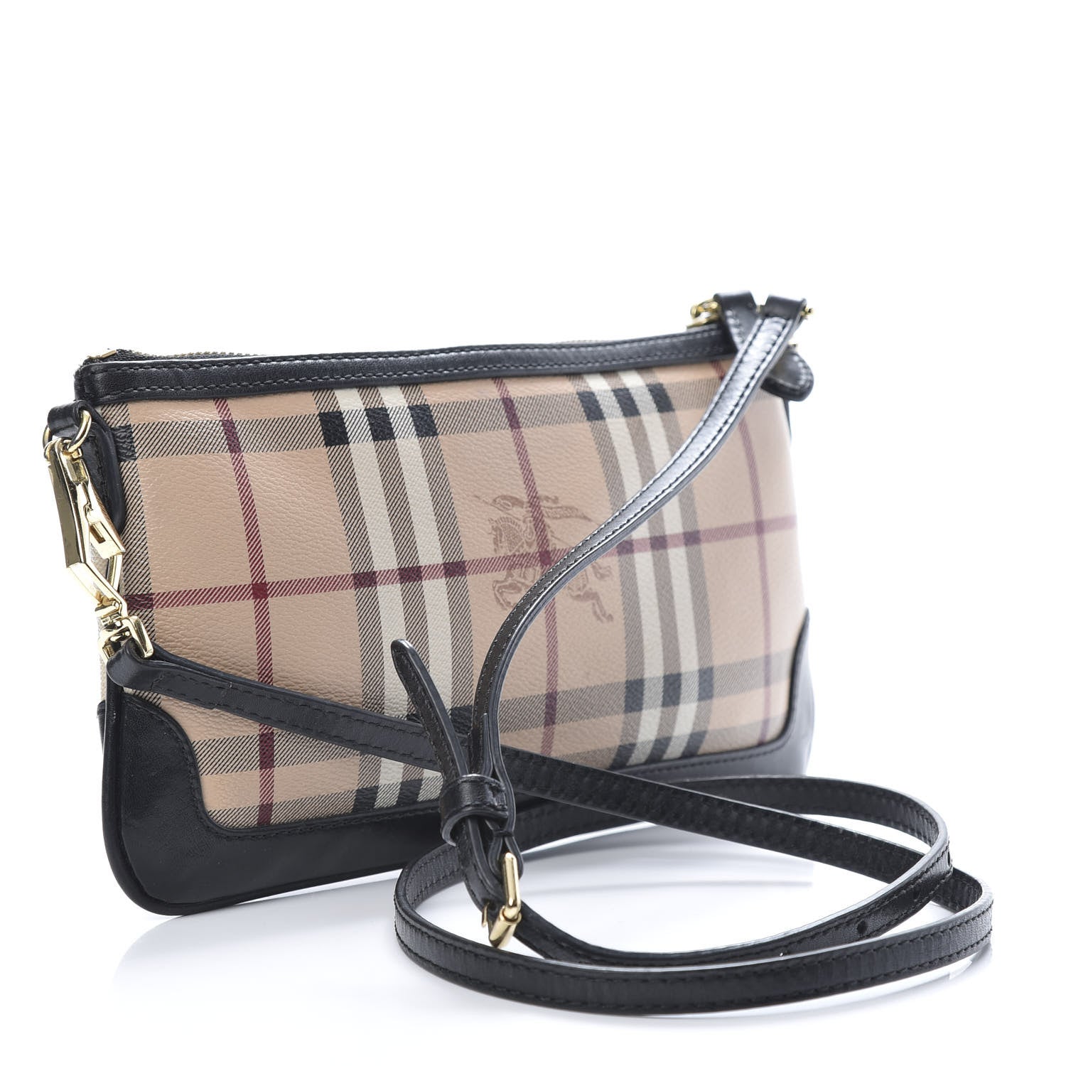 Burberry Haymarket Check Small Peyton Crossbody Clutch Bag Black 3 of 10
