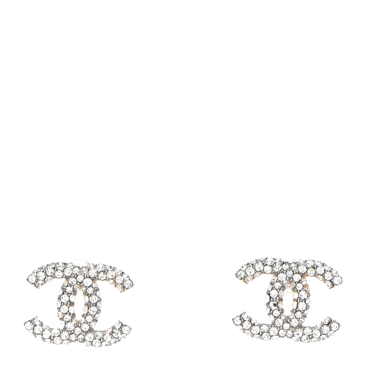 Chanel Crystal CC Earrings Silver 1 of 4