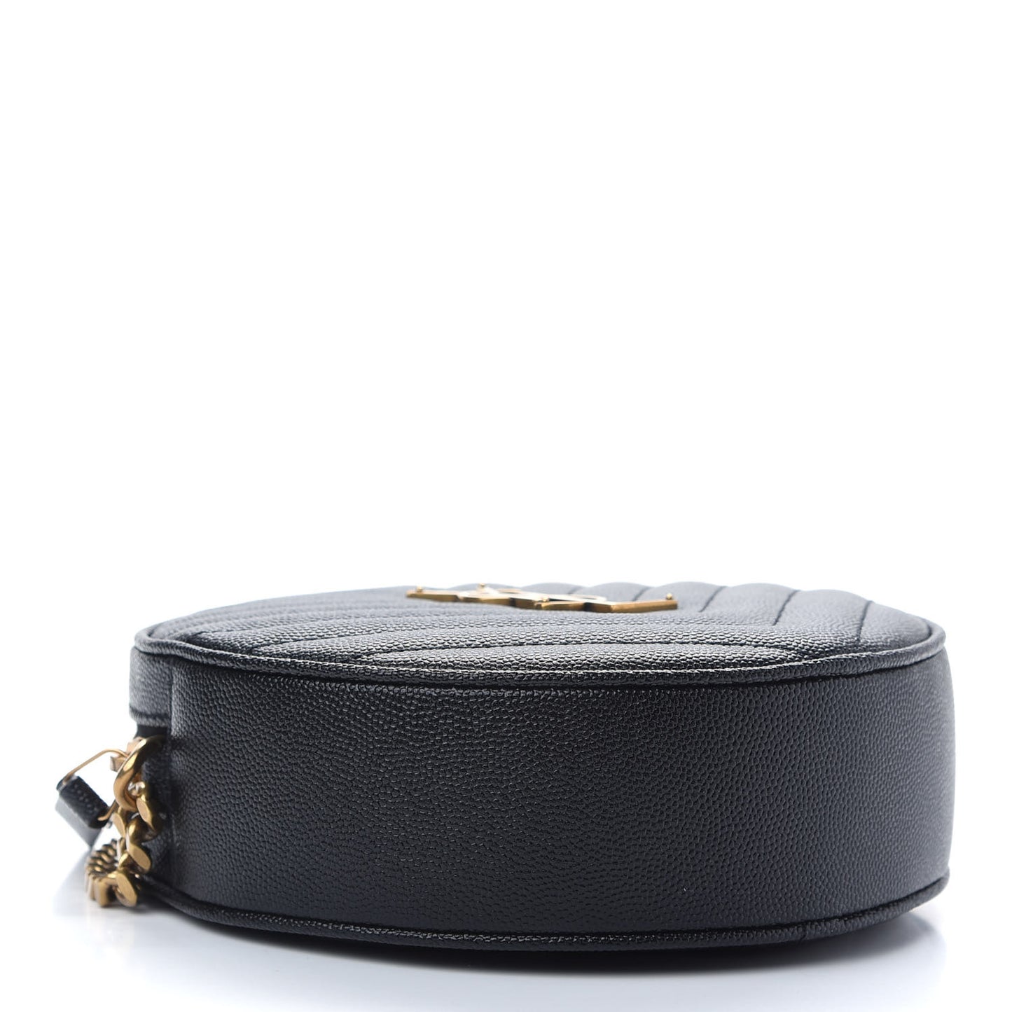 Grain De Poudre Matelasse Chevron Quilted Round Vinyle Camera Bag Black