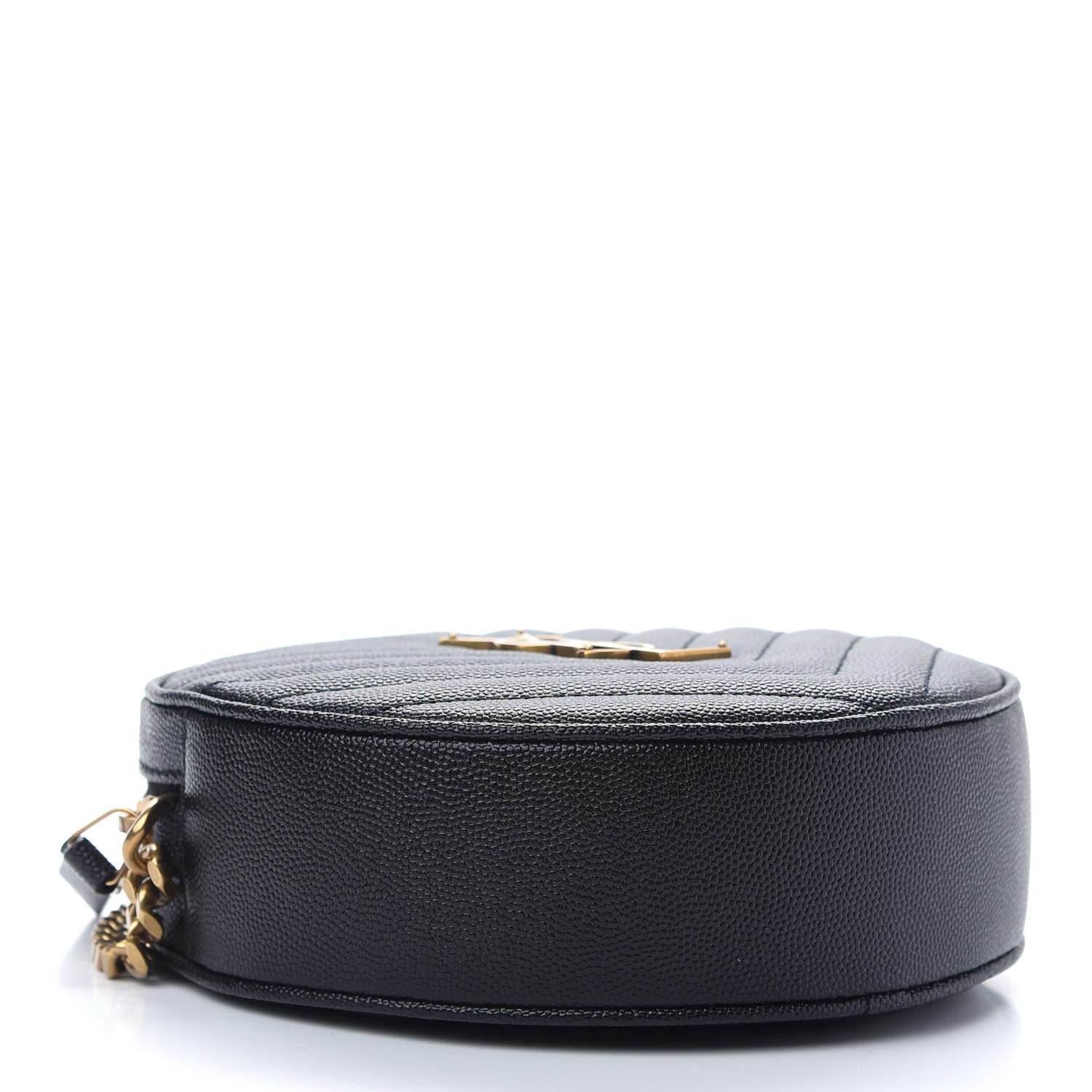 Saint Laurent Grain De Poudre Matelasse Chevron Quilted Round Vinyle Camera Bag Black 4 of 8