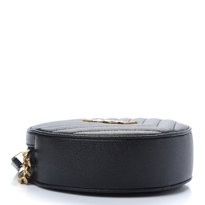 Saint Laurent Grain De Poudre Matelasse Chevron Quilted Round Vinyle Camera Bag Black 4 of 8