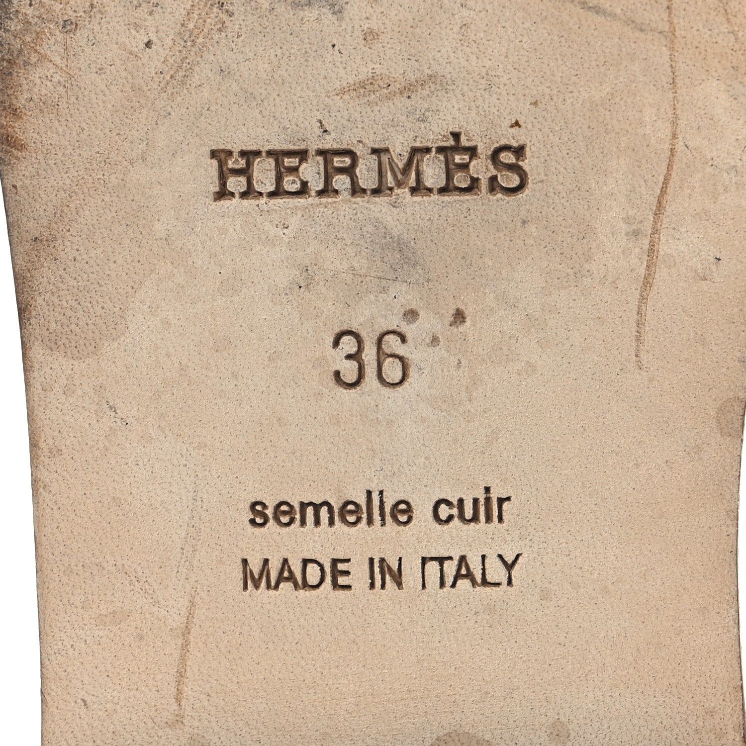 Hermes Box Calfskin Oran Sandals 36 White 8 of 10