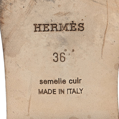 Hermes Box Calfskin Oran Sandals 36 White 8 of 10
