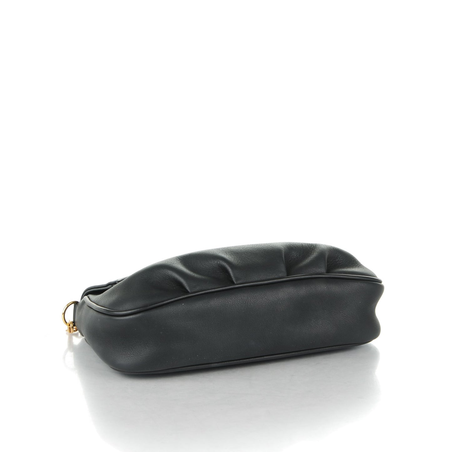 Vitello Flamingo Enamel Fendista Pouchette Crossbody Black