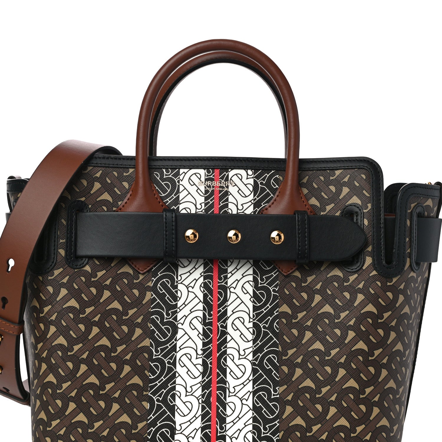 Burberry E-Canvas Monogram Stripe Small Belt Tote 7 of 9