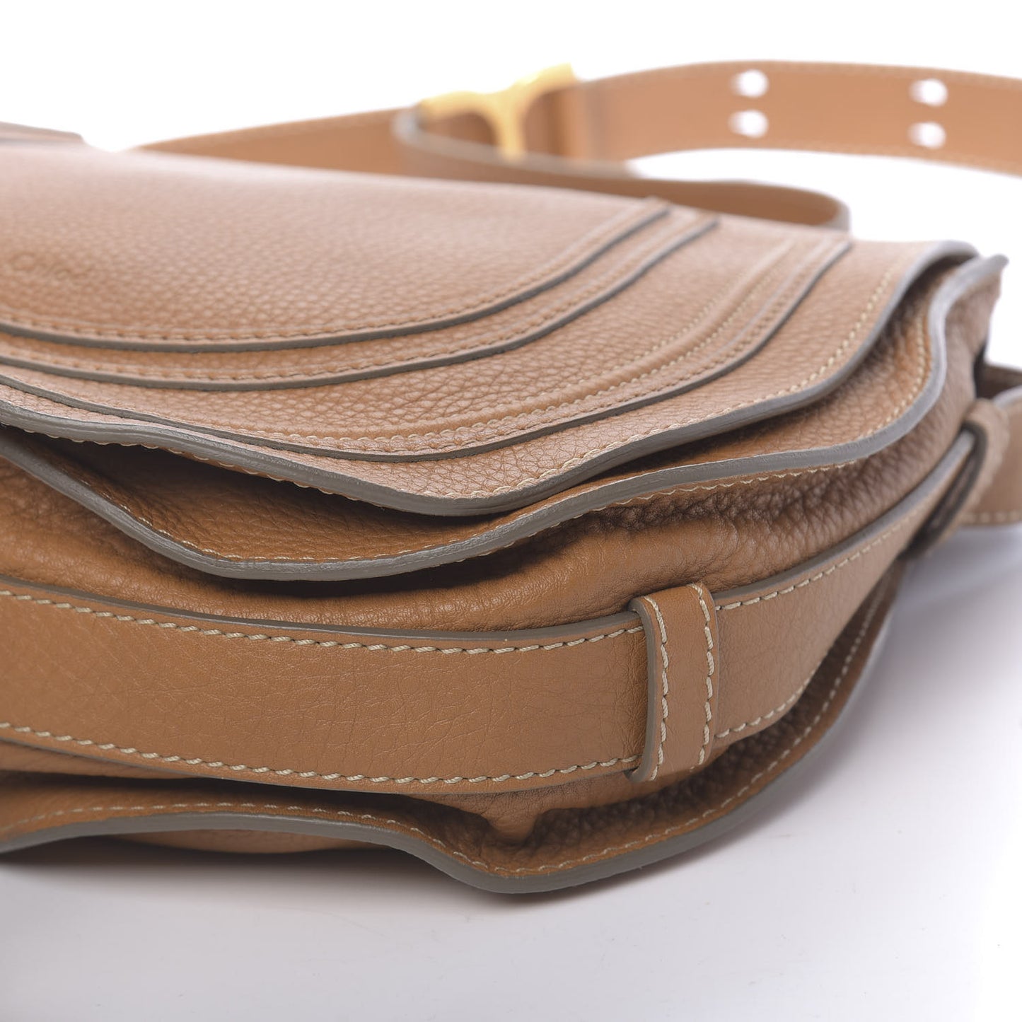 Grained Calfskin Medium Marcie Saddle Bag Burning Camel