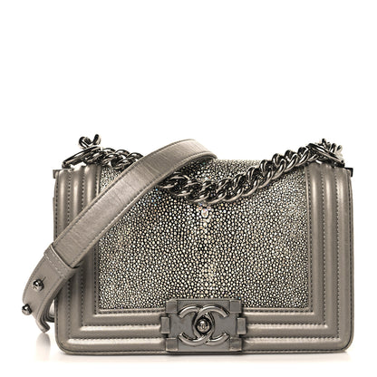 Chanel Galuchat Stingray Small Boy Flap Silver 1 of 11