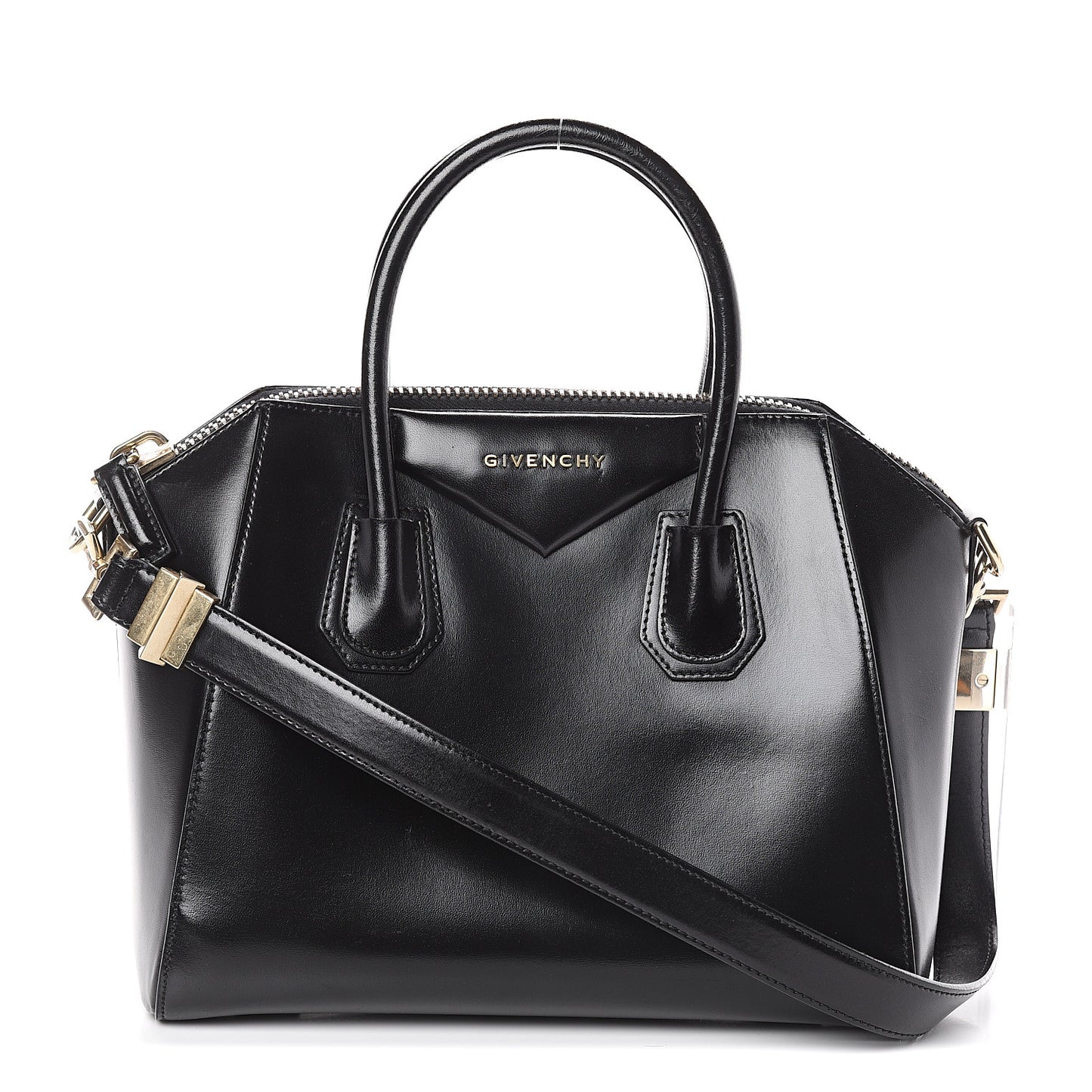 Shiny Lord Calfskin Small Antigona Black