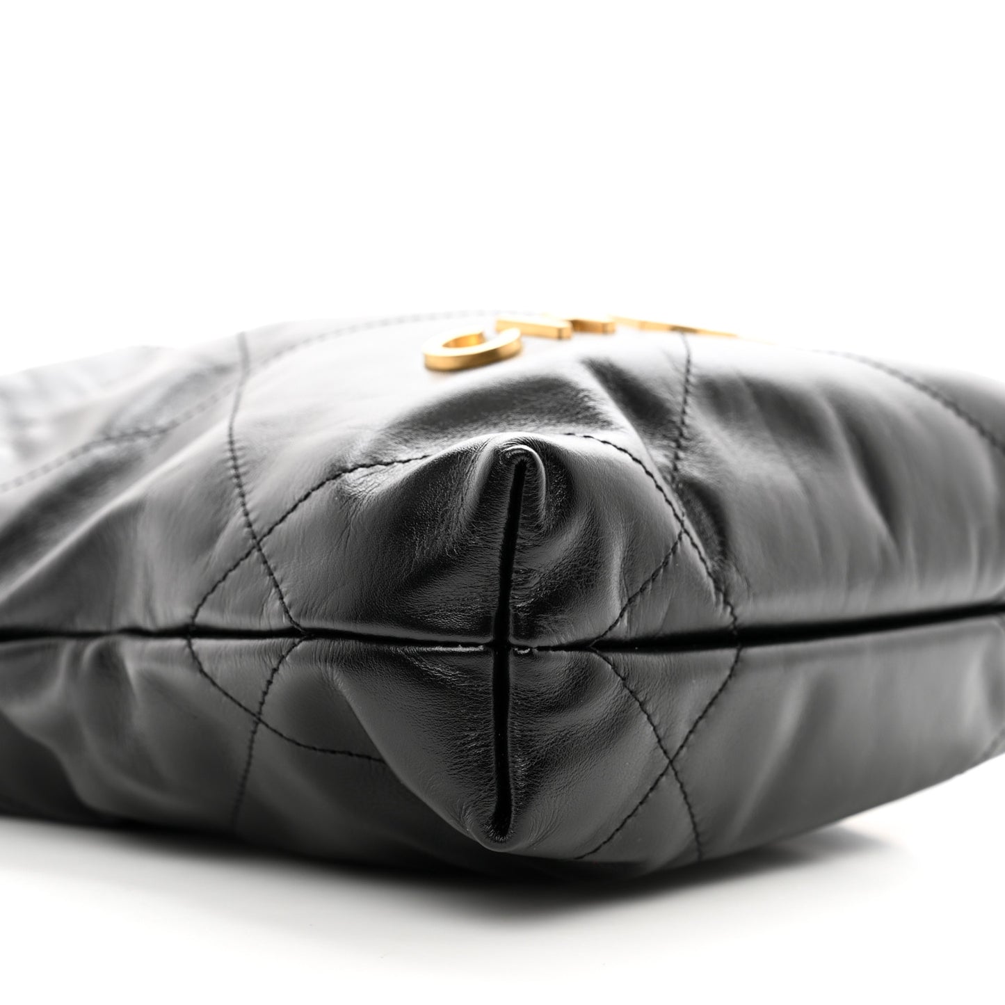 Shiny Calfskin Quilted Mini Chanel 22 Black