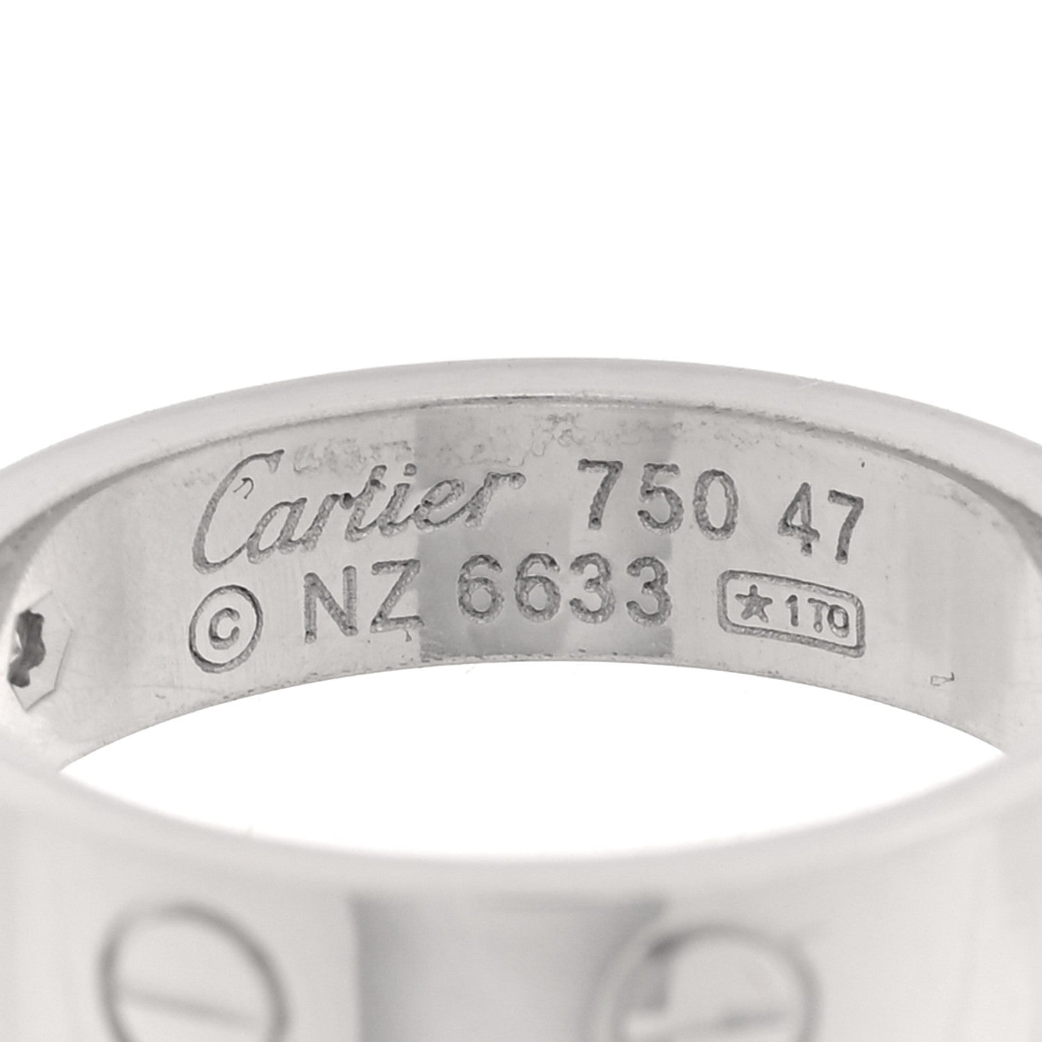 Cartier 18K White Gold Diamond 4mm LOVE Wedding Band Ring 47 4 4 of 5