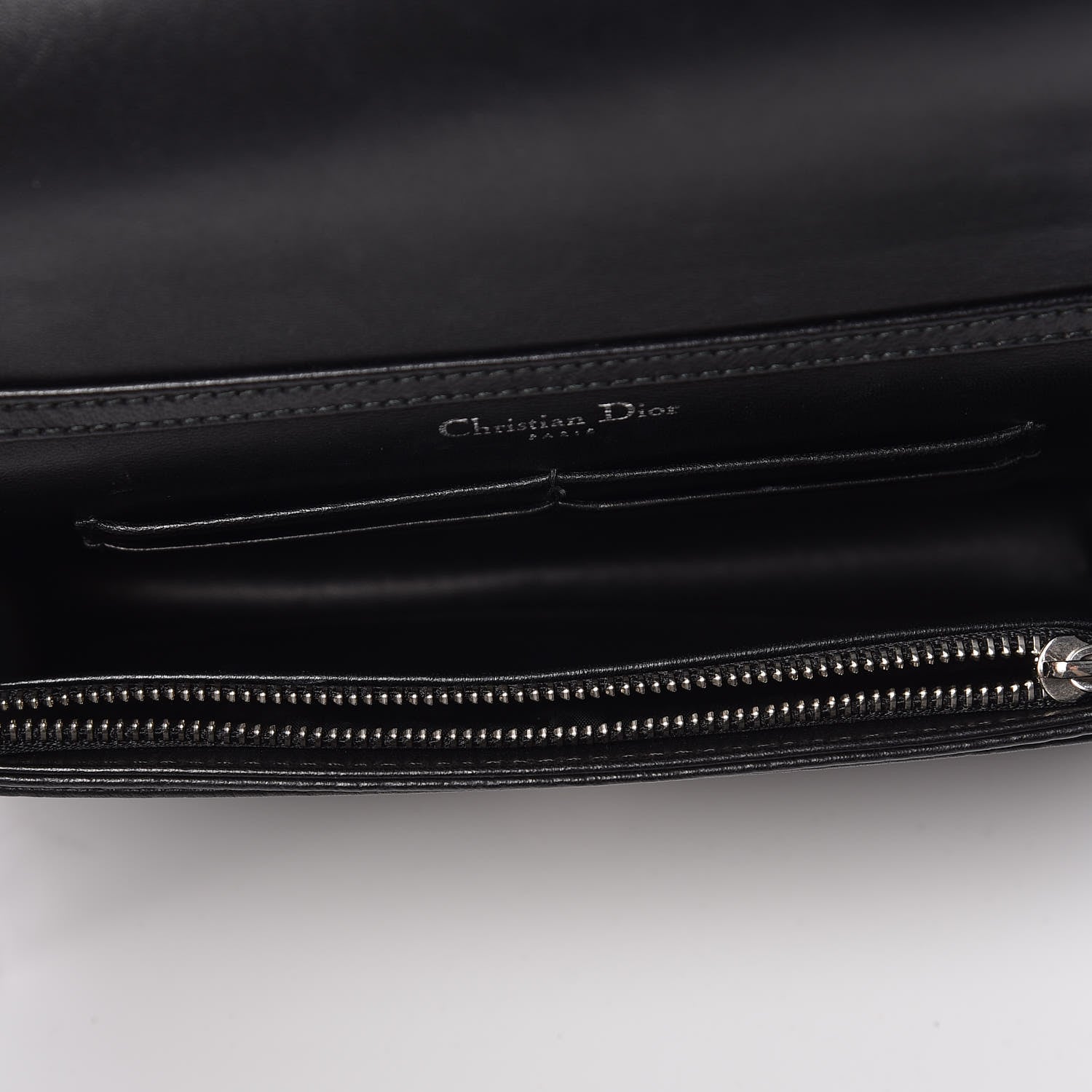 Christian Dior Grained Calfskin Diorama Wallet on Chain Pouch Black 5 of 10
