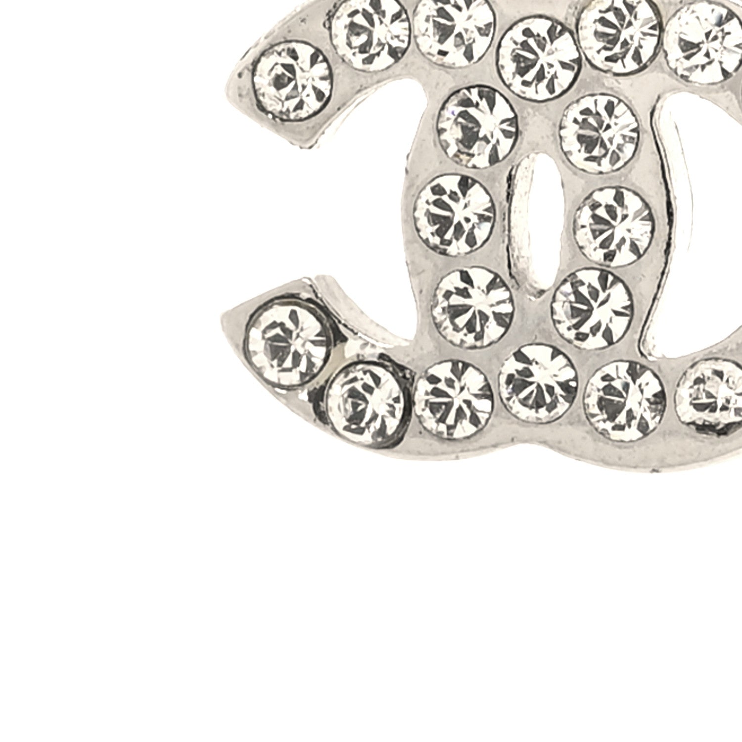 Chanel Crystal Timeless CC Earrings Silver 5 of 5