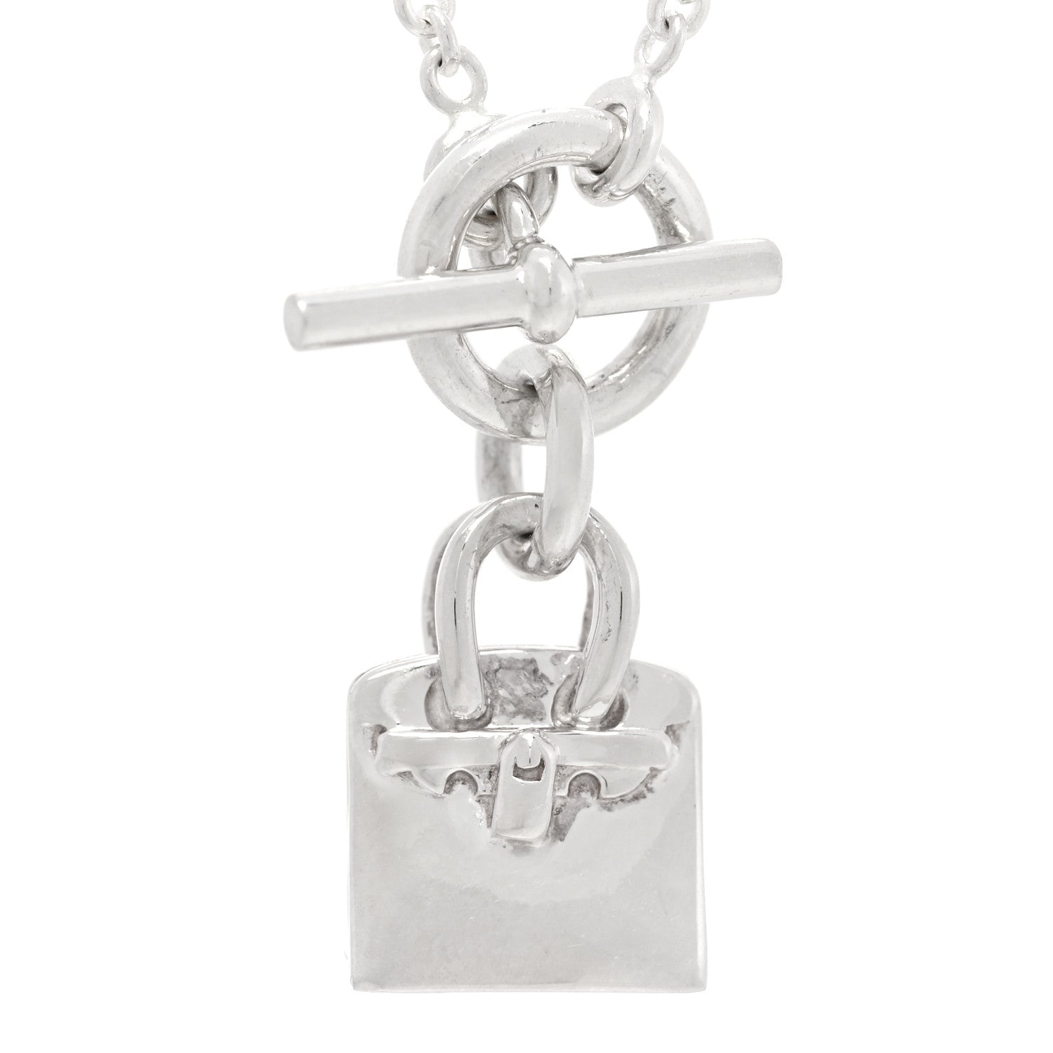 Hermes Sterling Silver Birkin Amulette Pendant Necklace 3 of 4