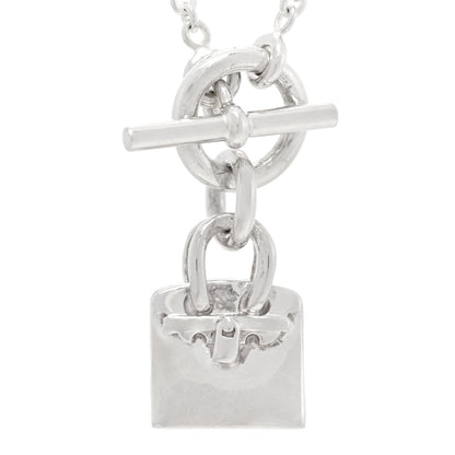 Hermes Sterling Silver Birkin Amulette Pendant Necklace 3 of 4