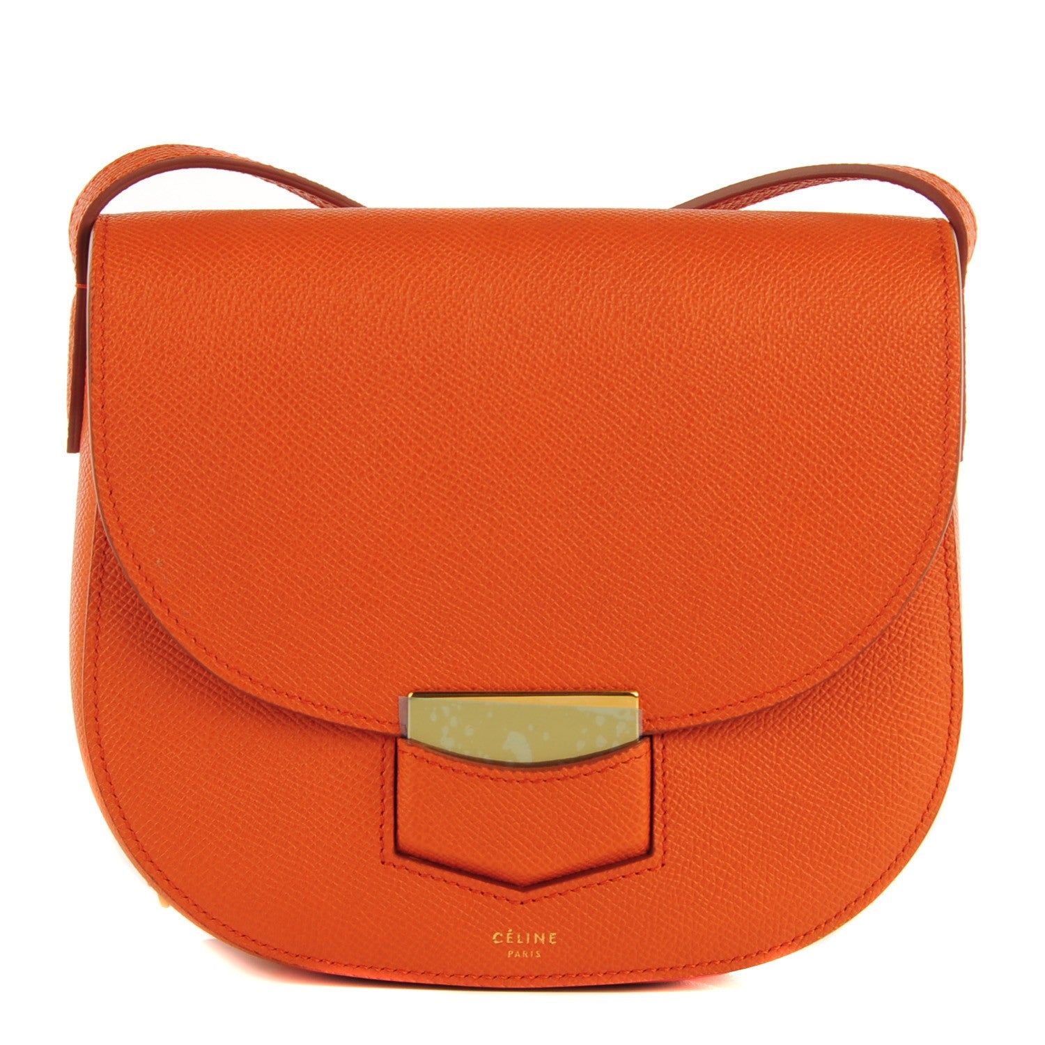Celine Grained Calfskin Small Trotteur Carnelian 1 of 7