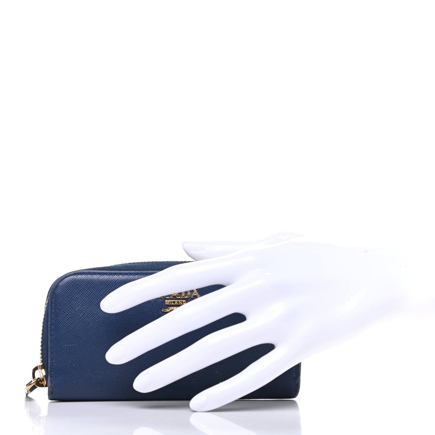 Prada Saffiano Metal Zip Around 6 Key Holder Bleuette 2 of 8