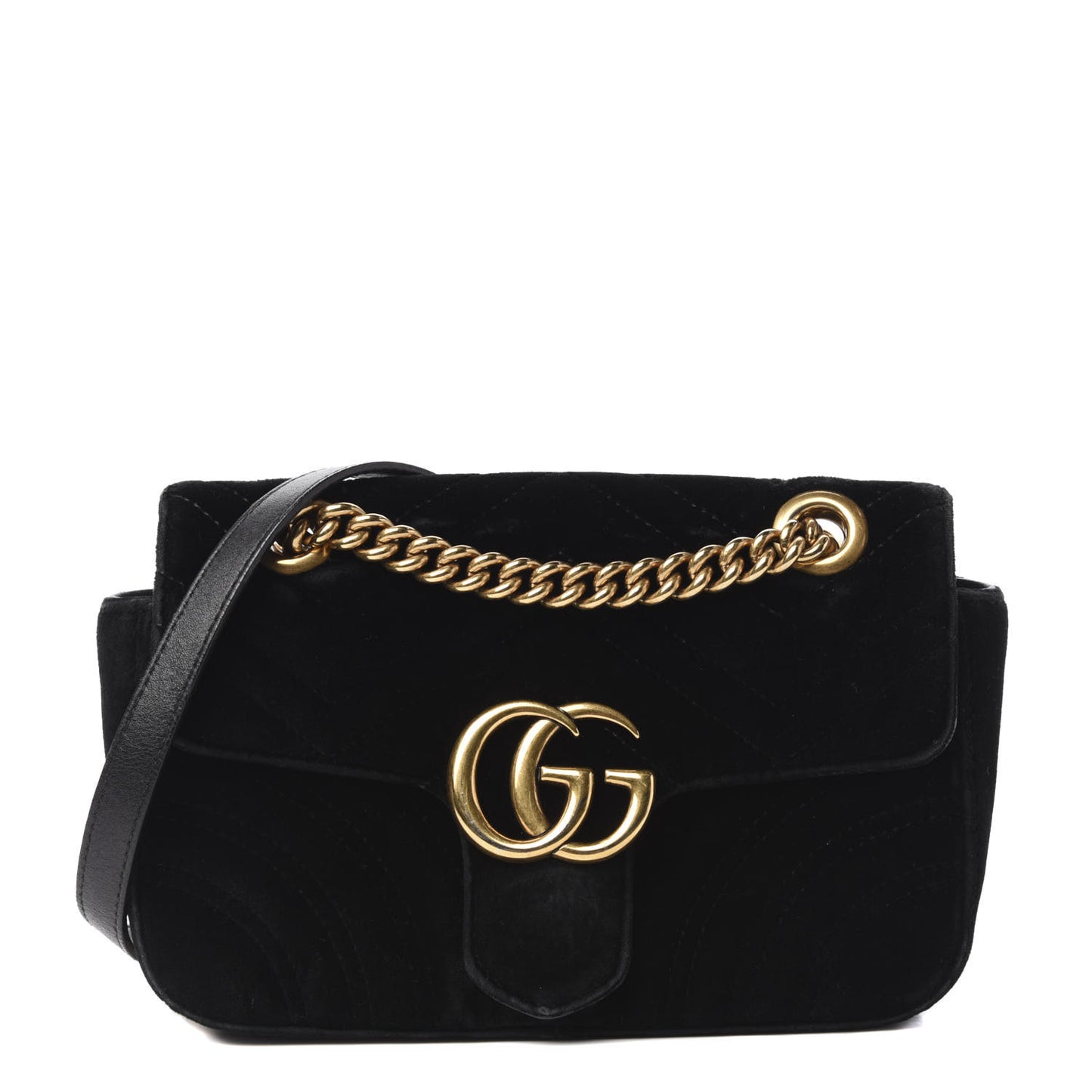 Velvet Matelasse Mini GG Marmont Shoulder Bag Black