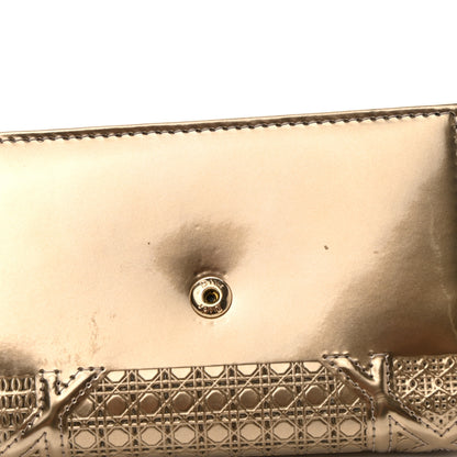 Christian Dior Metallic Patent Micro-Cannage Diorama Elancee Wallet Gold 10 of 10