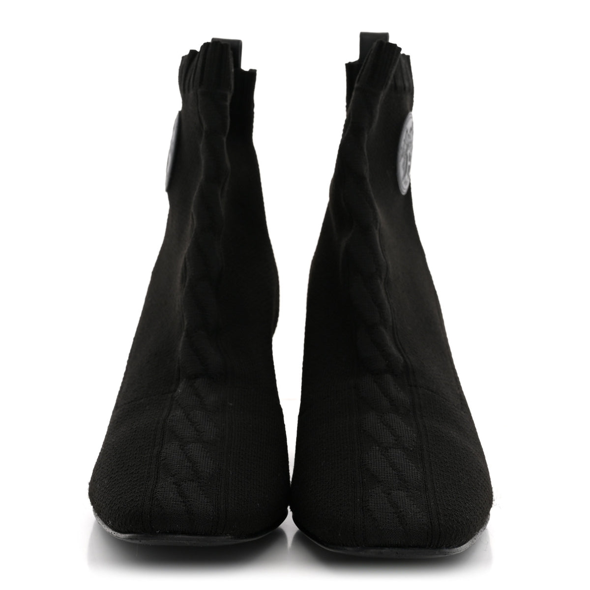 Knit Calfskin Volver 60 Ankle Boots 38 Black