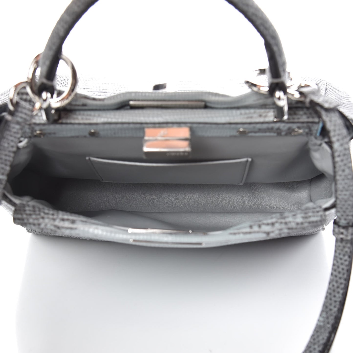 Lizard Togo Shiny Nappa Mini Peekaboo Iconic Satchel Pale Blue
