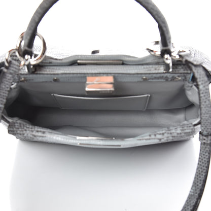 Fendi Lizard Togo Shiny Nappa Mini Peekaboo Iconic Satchel Pale Blue 6 of 11