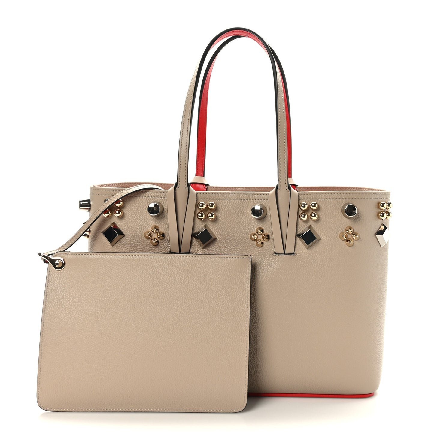 Calfskin Empire Spike Studded Small East West Cabata Tote Feve