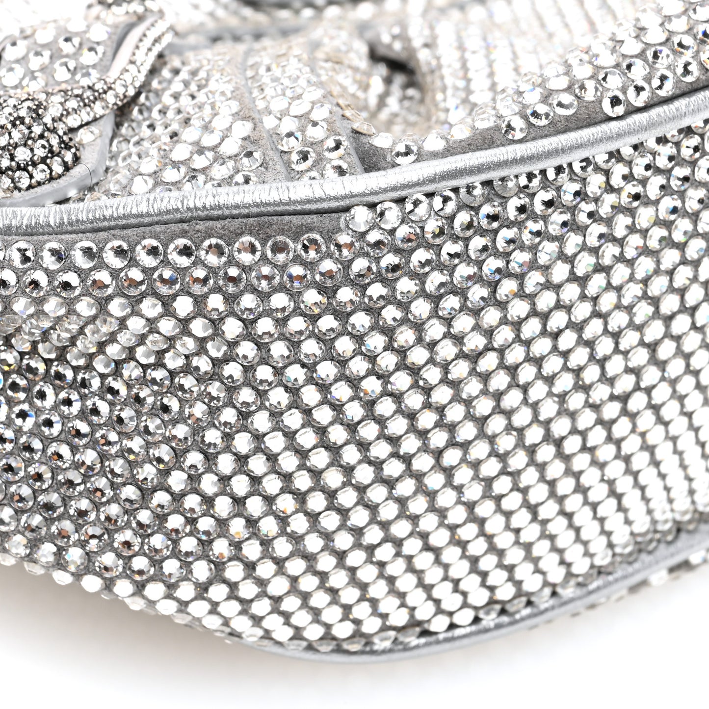 Rhinestone Encrusted Le Cagole Shoulder Bag XS Silver