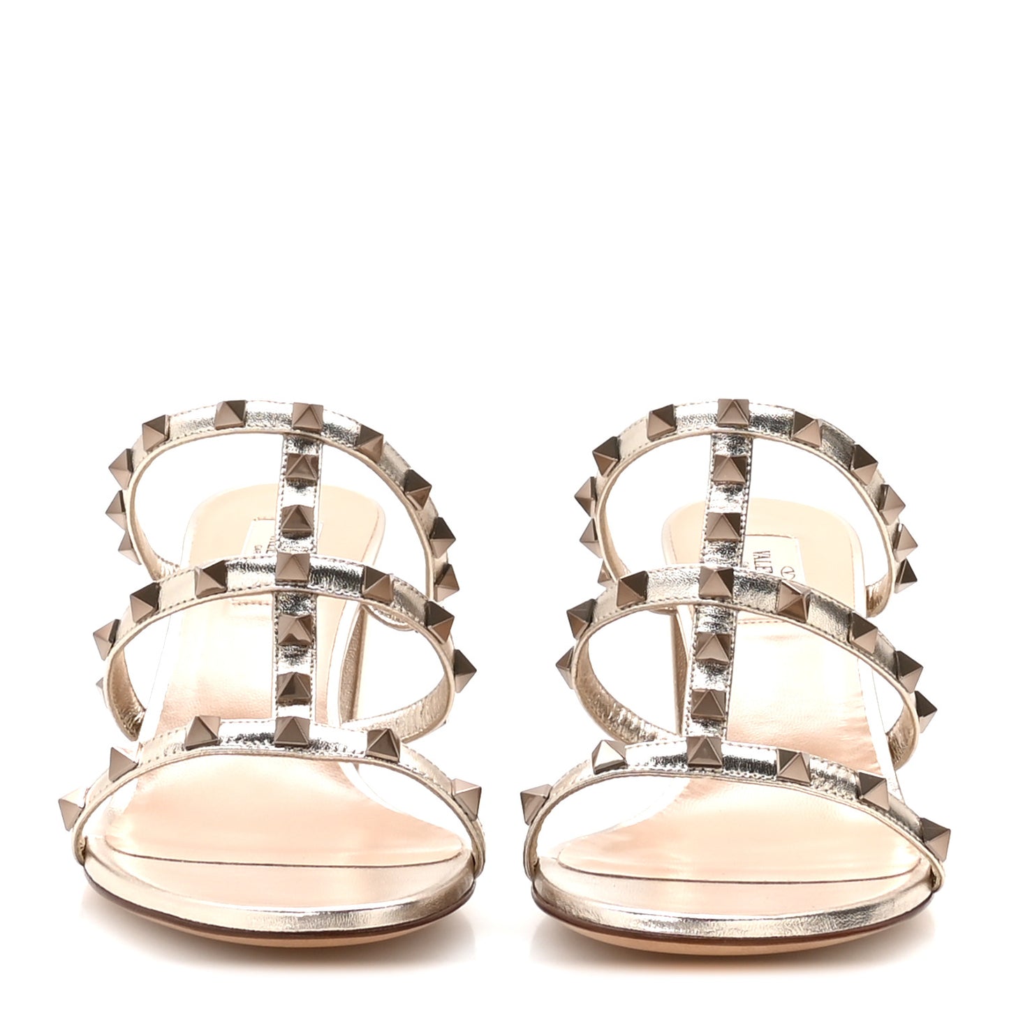 Metallic Nappa Rockstud 60mm Caged Slide Sandals 40 Skin