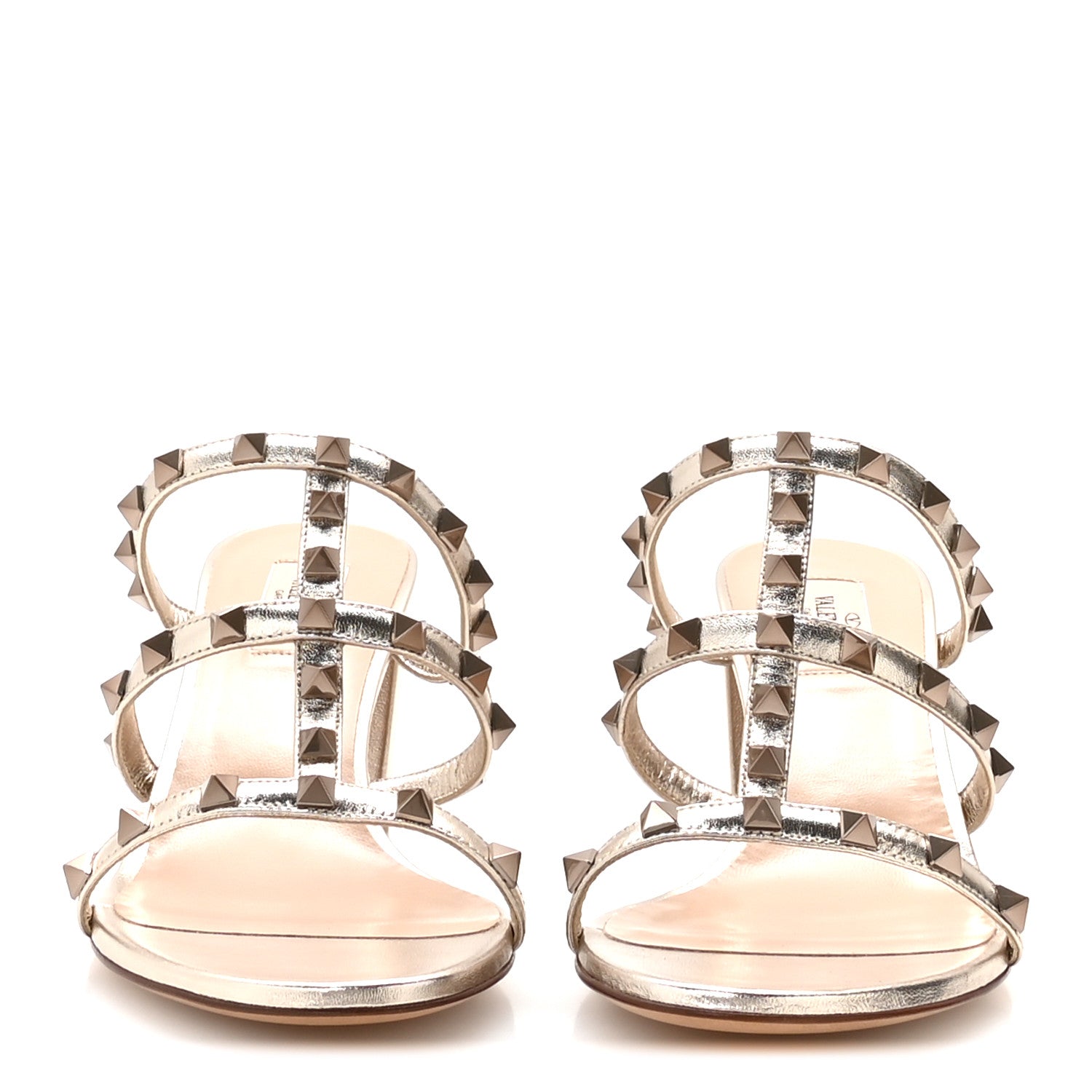 Valentino Garavani Metallic Nappa Rockstud 60mm Caged Slide Sandals 40 Skin 3 of 8