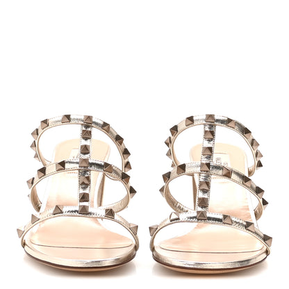 Valentino Garavani Metallic Nappa Rockstud 60mm Caged Slide Sandals 40 Skin 3 of 8