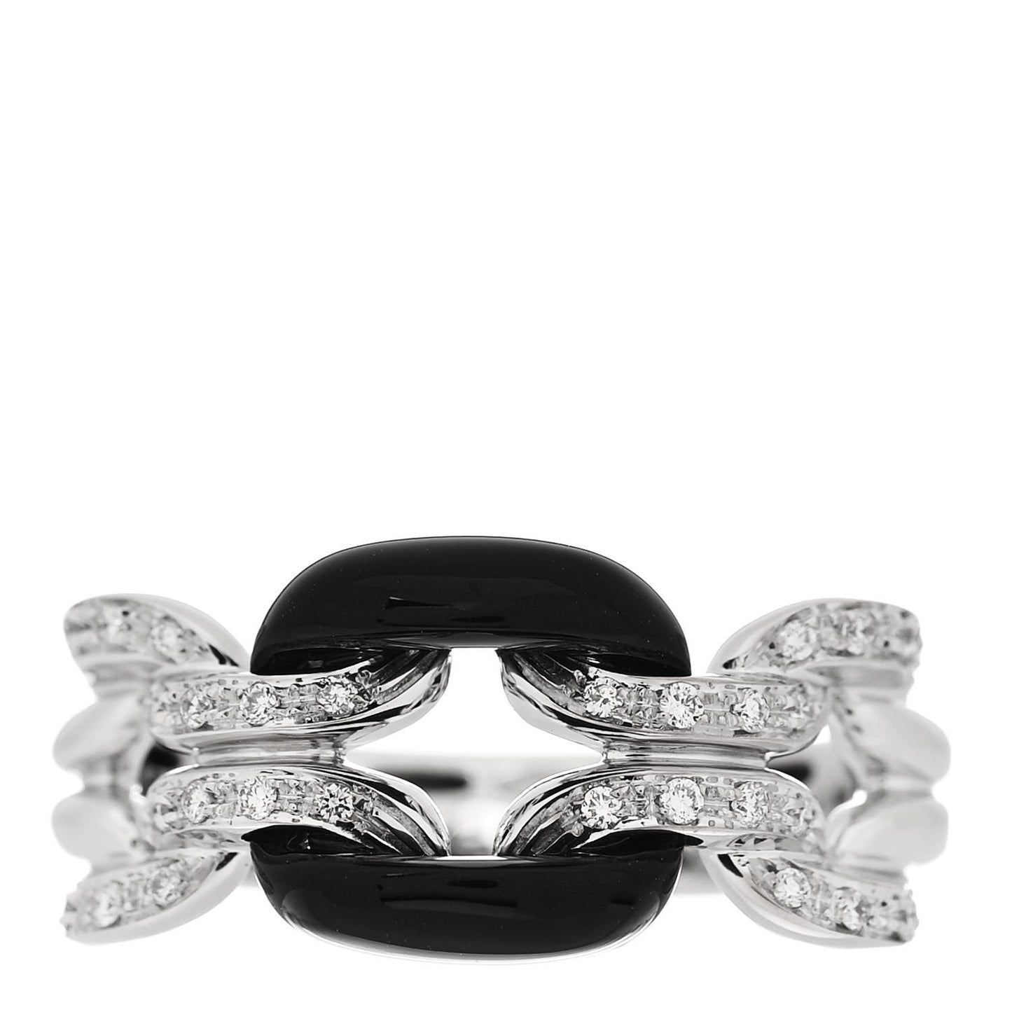 18K White Gold Diamond Ceramic D.Lace Ring 54 7 Black