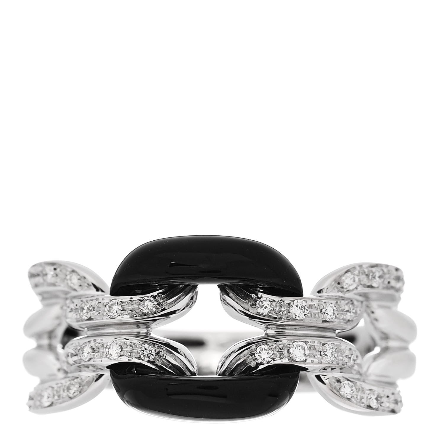 Damiani 18K White Gold Diamond Ceramic D.Lace Ring 54 7 Black 1 of 5