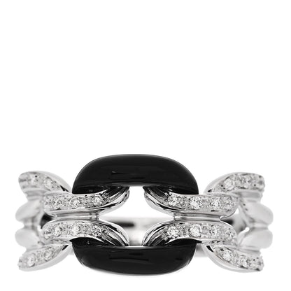Damiani 18K White Gold Diamond Ceramic D.Lace Ring 54 7 Black 1 of 5