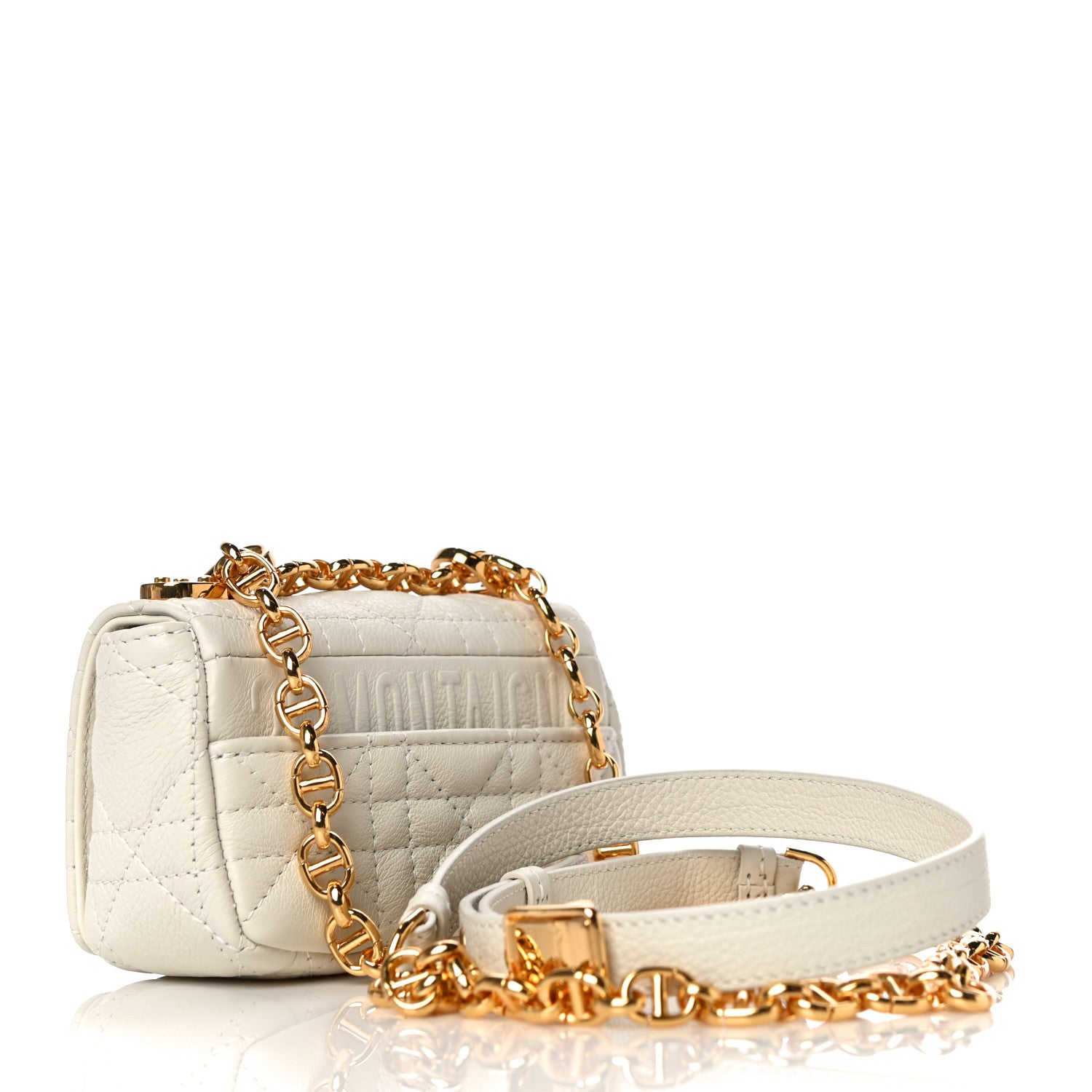 Christian Dior Supple Calfskin Cannage Micro Caro Bag Latte 3 of 10