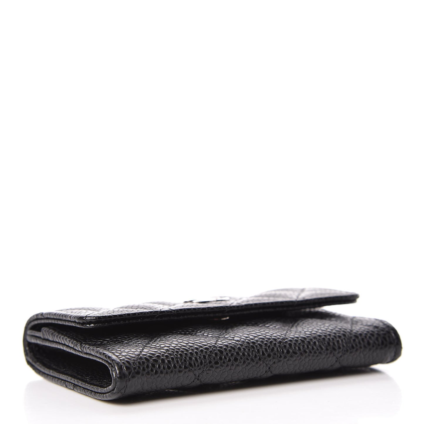 Caviar Quilted Flap Card Holder Black