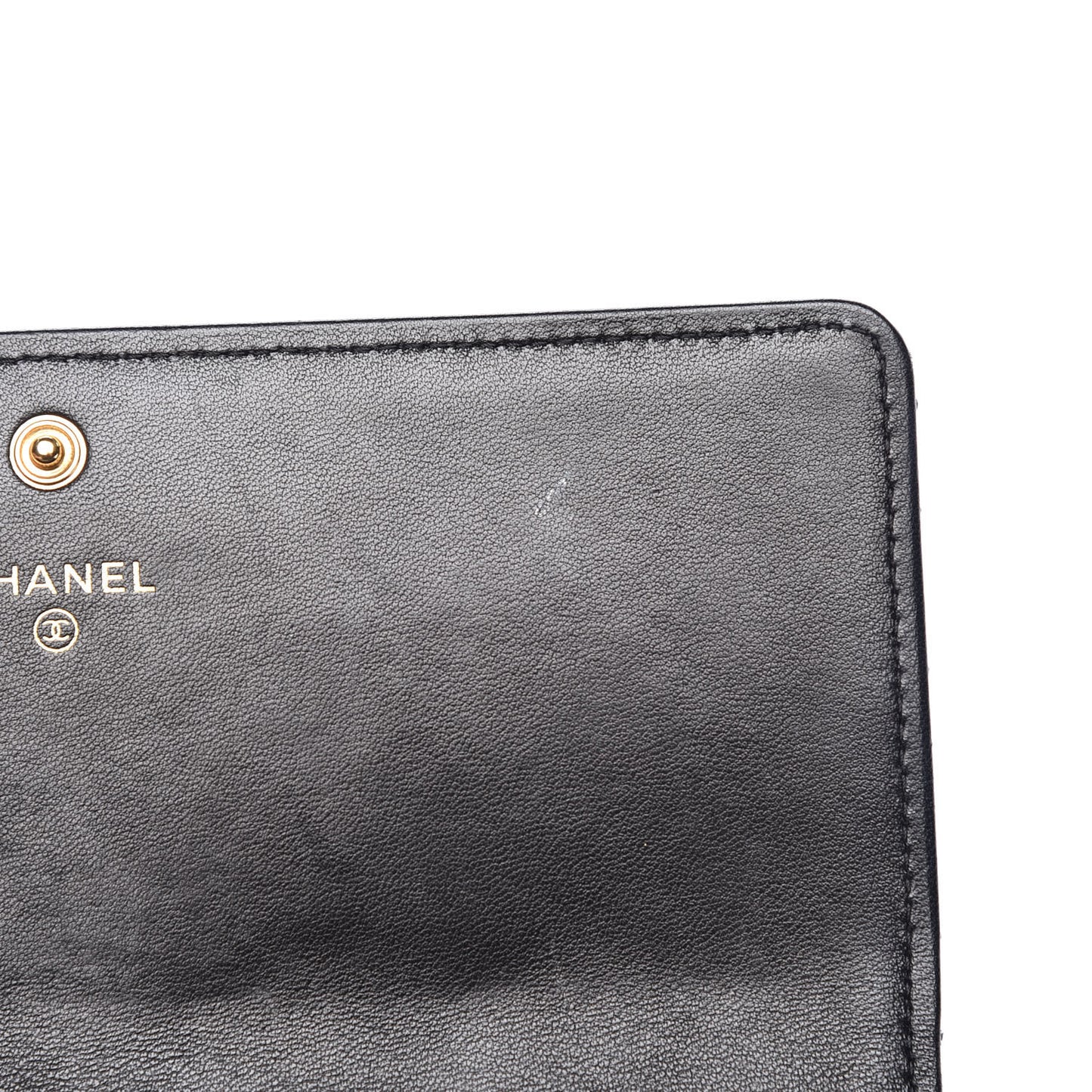 Lambskin Quilted Large Diamond CC Flap Wallet Black