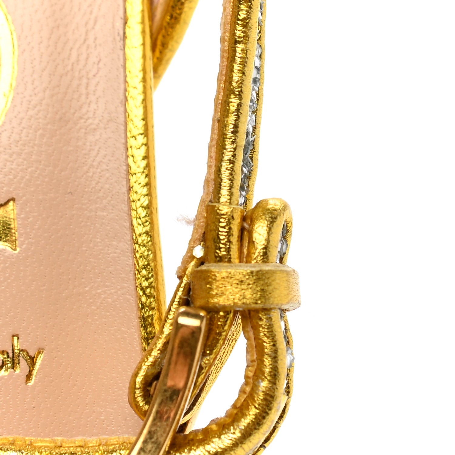 Gucci Glitter Soko Bee Platform High Heel Sandals 39 Argento Oro Vecchio 9 of 11