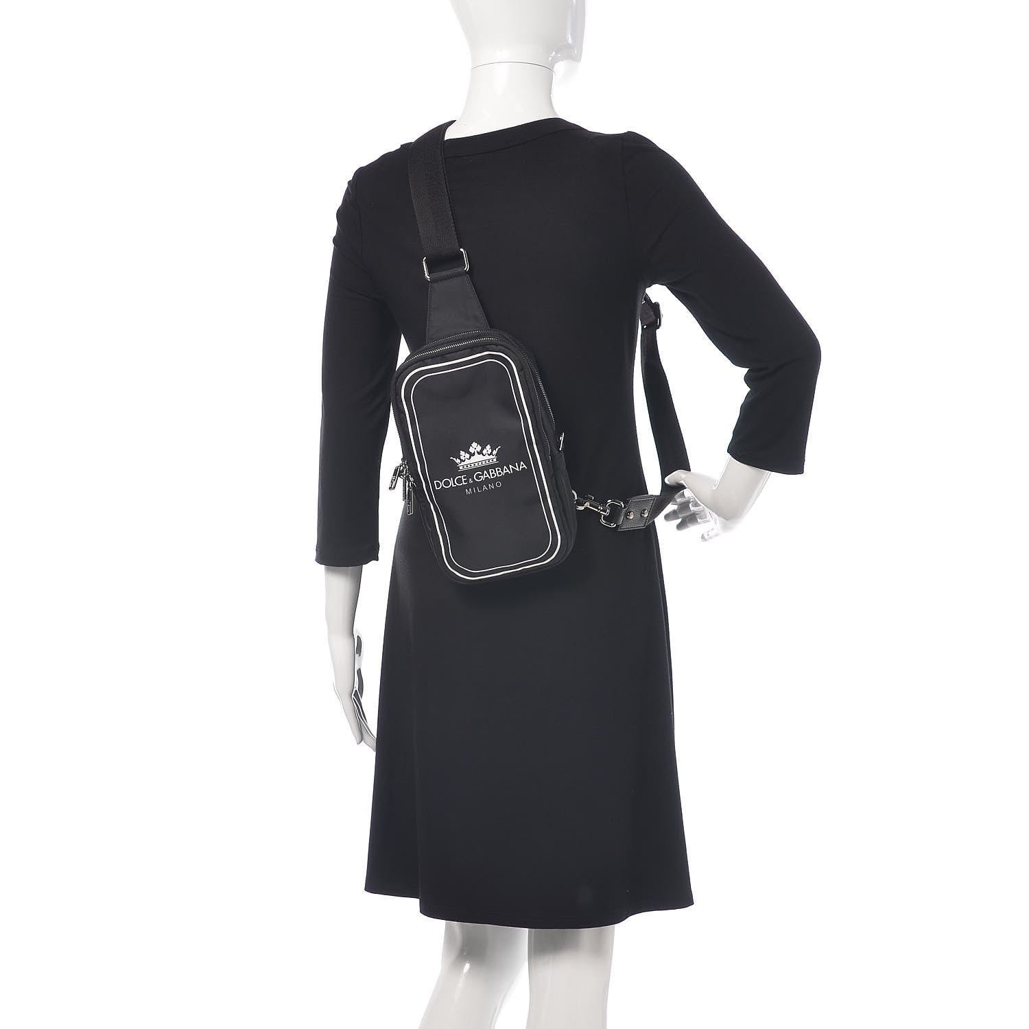 Dolce & Gabbana Nylon Logo Crown Sling Crossbody Bag Black 3 of 7