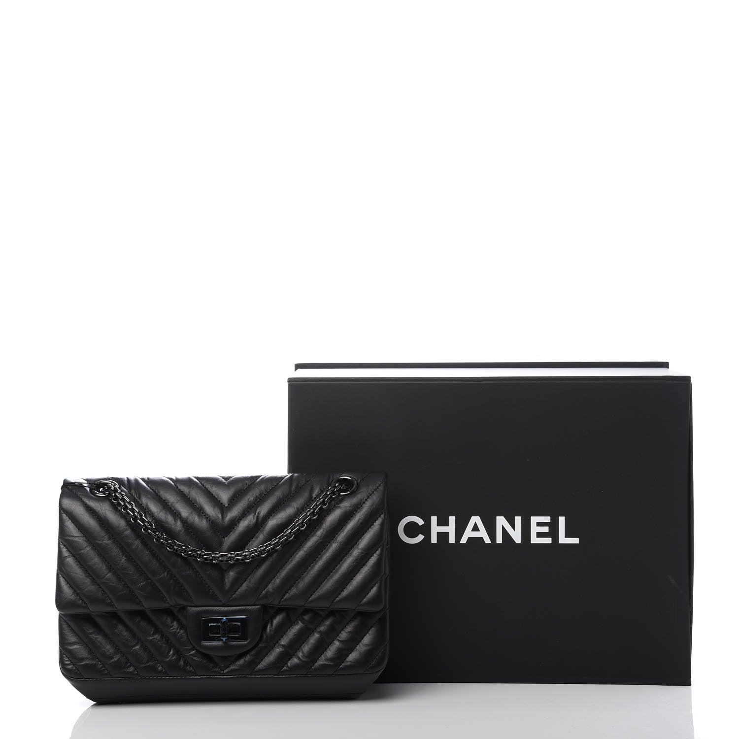 Chanel Aged Calfskin Chevron Quilted 2.55 Reissue 225 Flap So Black 10 of 10