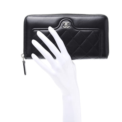 Chanel Lambskin Quilted Zip Around Wallet Black 2 of 10