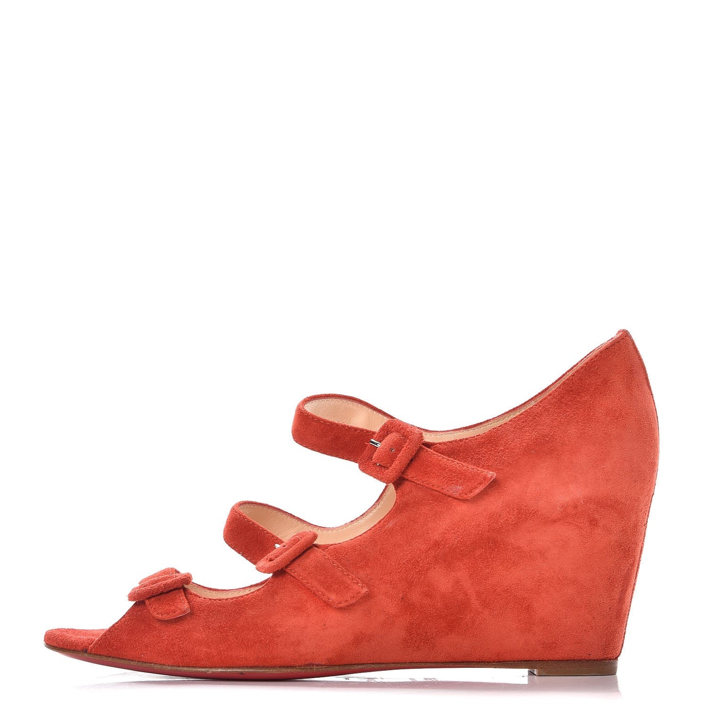 Suede Open Toe 70 Wedges 39.5 Red