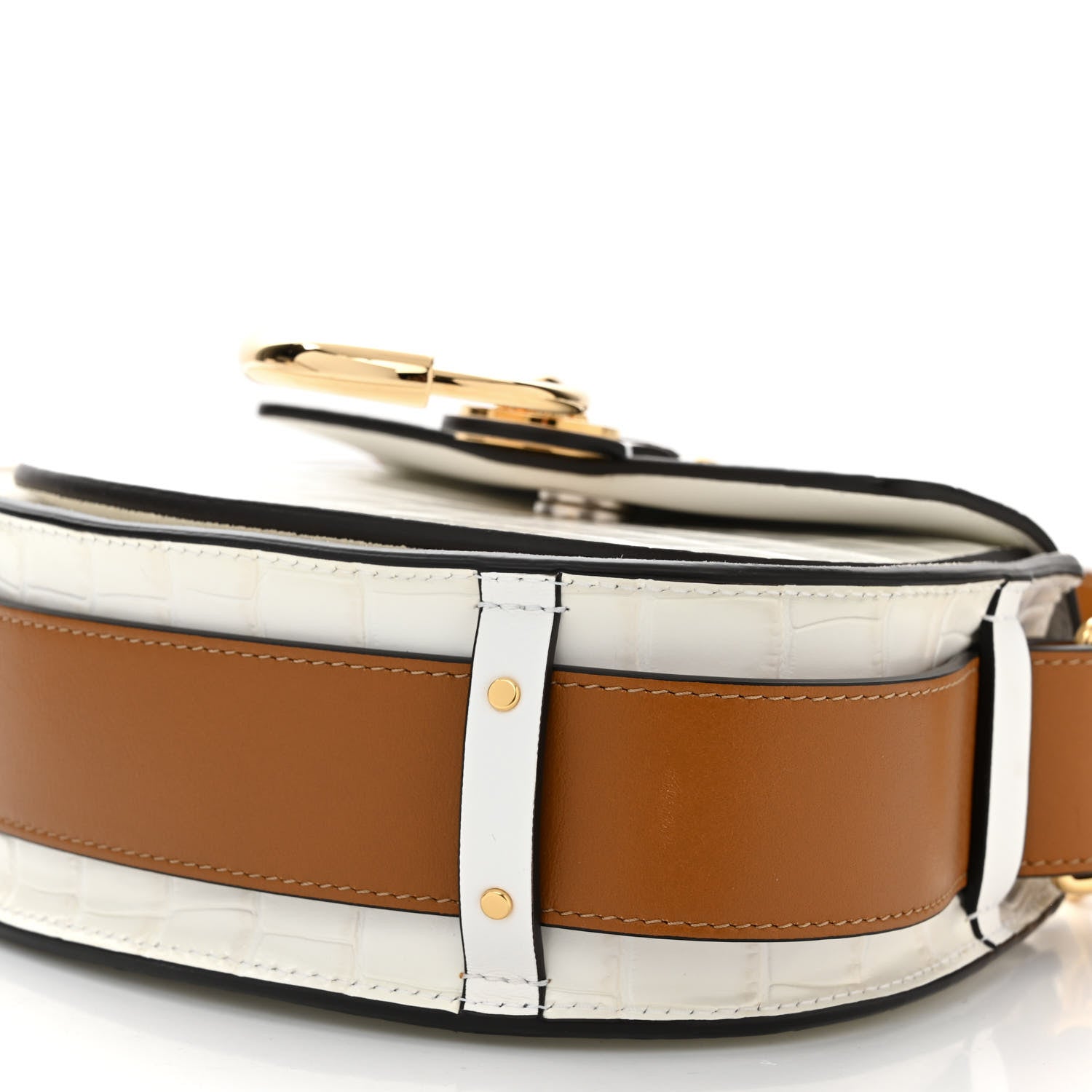 Chloe Calfskin Crocodile Embossed Small Tess Bag Brilliant White 10 of 10