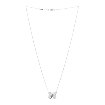 Graff 18K White Gold Diamond Blue Sapphire Baby Princess Butterfly Pendant Necklace 2 of 3