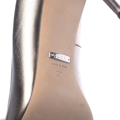 Gucci Metallic Calfskin Crystal Interlocking G Pumps 36 Gunmetal 6 of 12