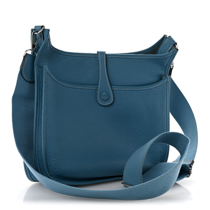 Hermes Taurillon Clemence EVELYNE III PM Blue Jean 3 of 12