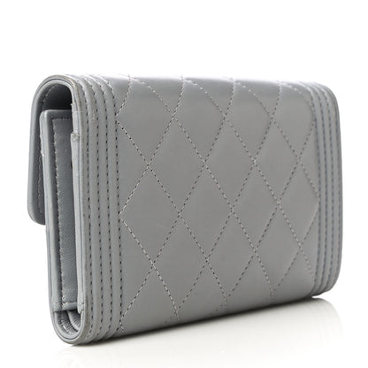 Chanel Lambskin Quilted Medium Boy Flap Wallet Grey 3 of 13