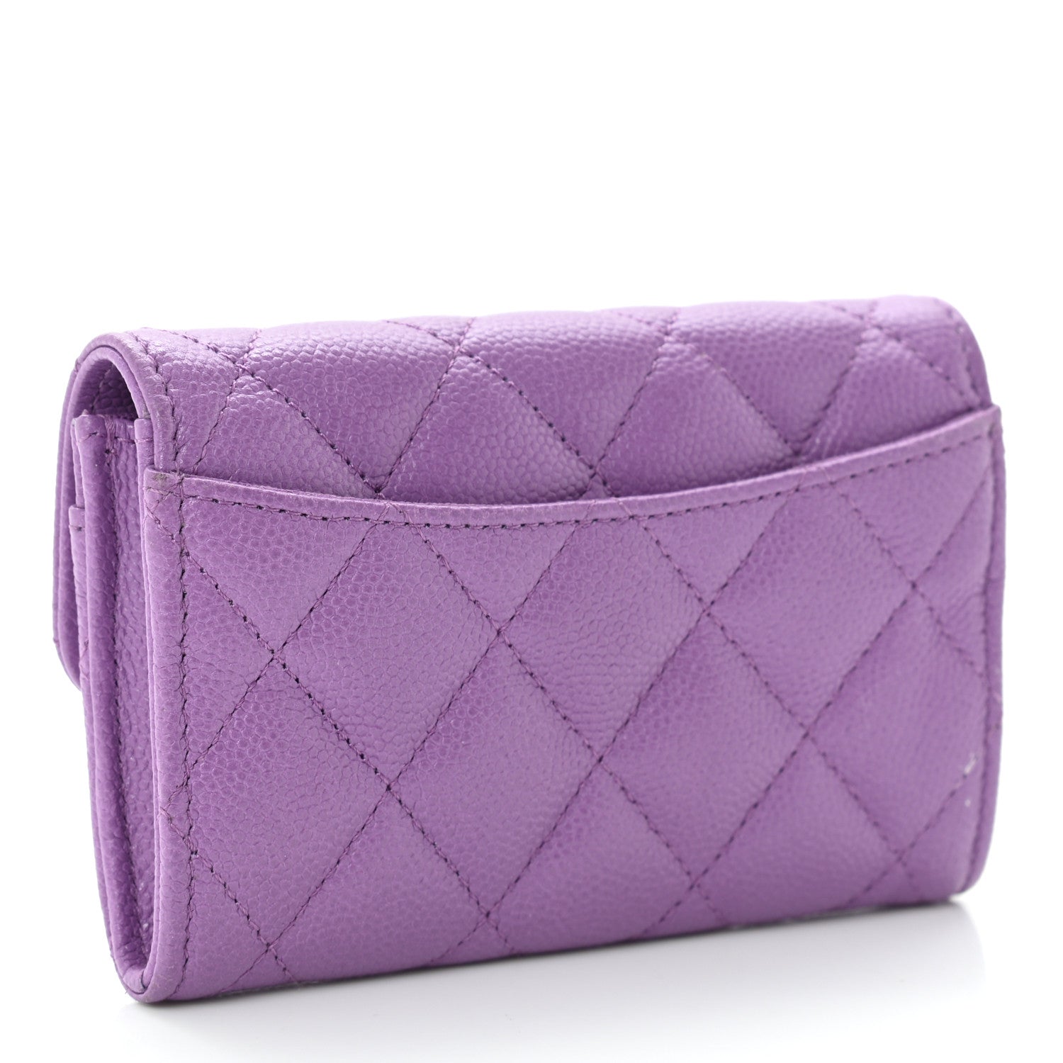 Chanel Caviar Quilted Flap Card Holder Wallet Purple 3 of 11