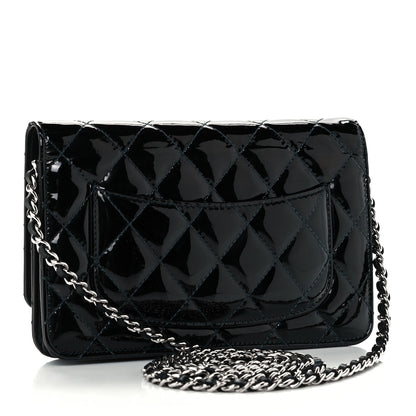 Chanel Patent Quilted Wallet On Chain WOC Navy 3 of 11